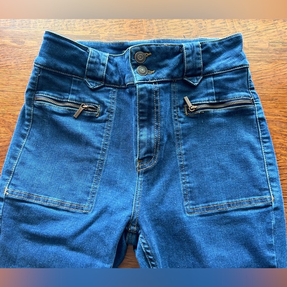 Women's Blue Flared Jeans - Picture 2 of 6